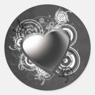 Redonda Pegatina Gótico del Corazón Negro