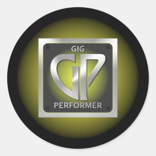 Redonda Pegatina GP de ronda con logotipo amarillo