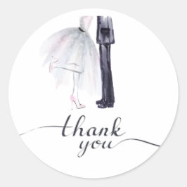 Redonda Pegatina "Gracias" para el baile de novios