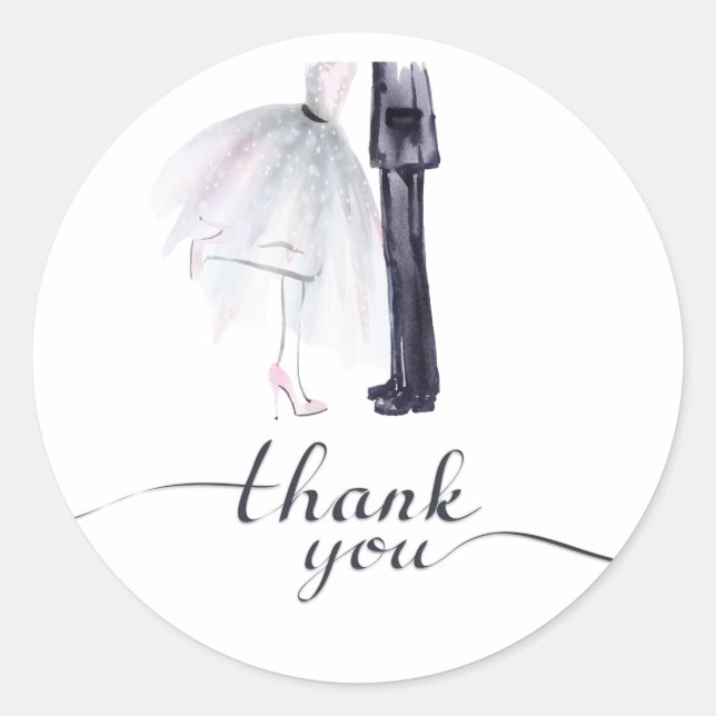 Redonda Pegatina "Gracias" para el baile de novios (Anverso)