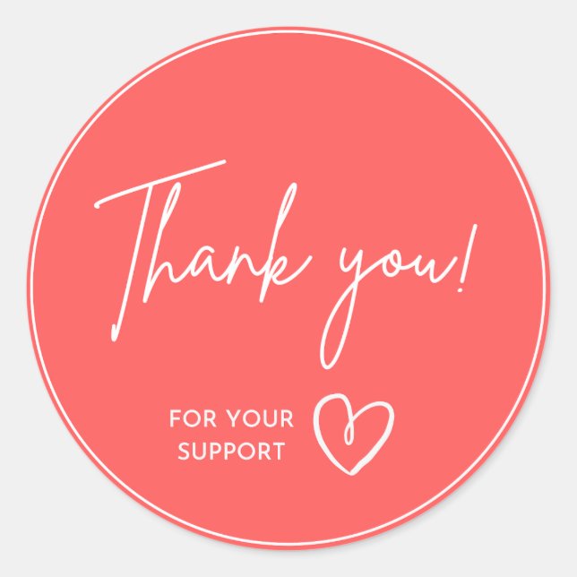 Redonda Pegatina gracias por su apoyo ideal para empresas (Anverso)