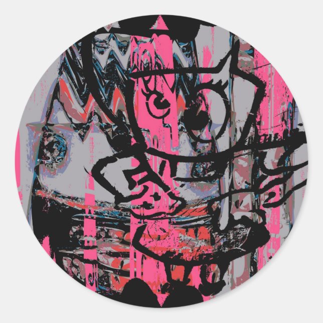 Redonda Pegatina gráfico de graffiti grunge (Anverso)