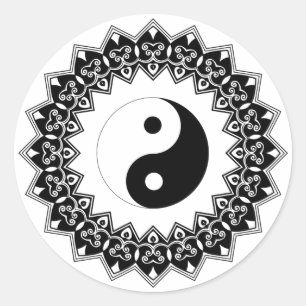 Redonda Pegatina grande de Yin Yang de la mandala