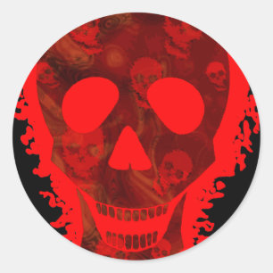 Redonda Pegatina grande del rojo del cráneo de los