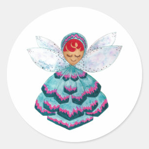Redonda Pegatina Green Floret Pixie