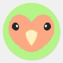 Redonda Pegatina Green Lovebird Cute