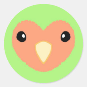 Redonda Pegatina Green Lovebird Cute
