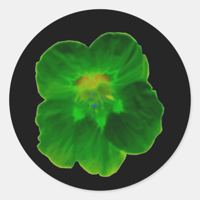 Redonda Pegatina Green Nasturtium (Anverso)