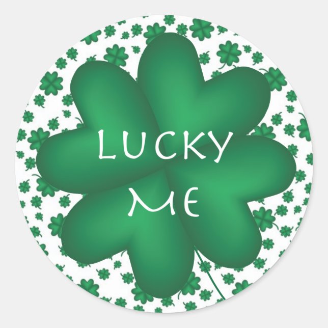 Redonda Pegatina Green Shamrock Lucky Me (Anverso)