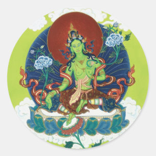 Redonda PEGATINA Green Tara