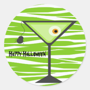 Redonda Pegatina Green Zebra Eyeball Cocktail Halloween
