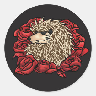 Redonda Pegatina Grumpy Hedgehog