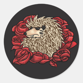 Redonda Pegatina Grumpy Hedgehog