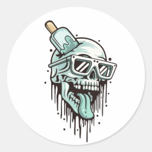 Redonda Pegatina Guay Skull Hoodie & Shades - Edgy Streetw