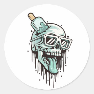 Redonda Pegatina Guay Skull Hoodie & Shades - Edgy Streetw