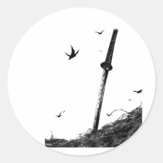 Redonda Pegatina guerrero de Samurai - Viny de arte de tin