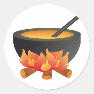 Redonda Pegatina Halloween Cauldron