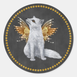 Redonda Pegatina Halloween Fairy White Fox