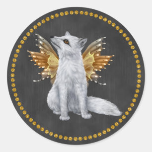 Redonda Pegatina Halloween Fairy White Fox