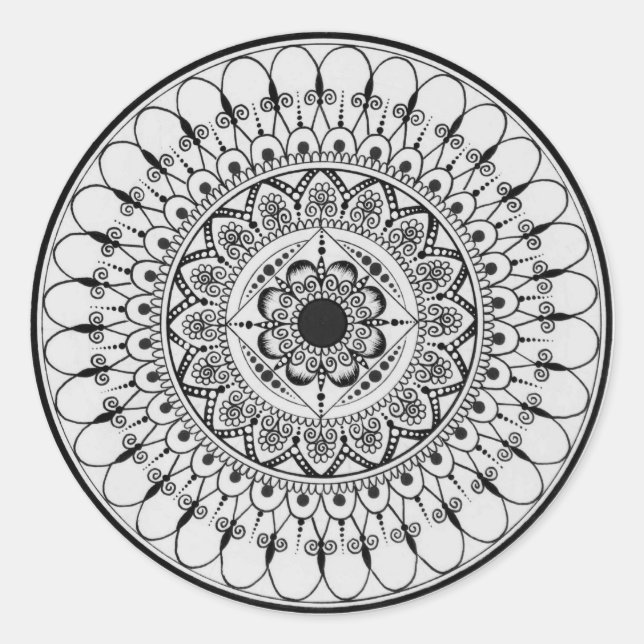 Redonda Pegatina Hand Drawn Mandala (Anverso)