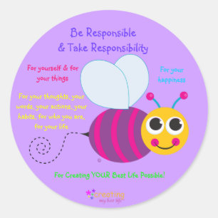 Redonda Pegatina Happy Bee - grande