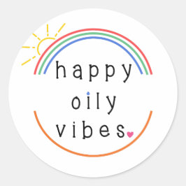 Redonda Pegatina Happy Oily Vibes