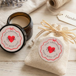 Redonda Pegatina Hecha a Mano Con Amor Personalizada para