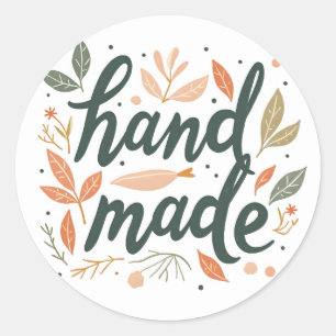 Redonda Pegatina "hecho a mano"