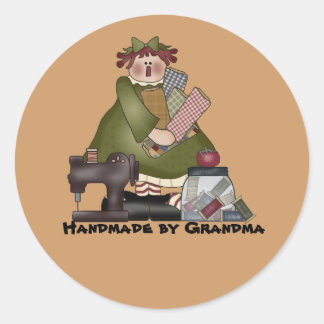 Redonda pegatina hecho a mano por la abuela