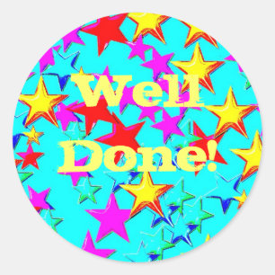 Redonda Pegatina hecho pozo de la estrella azul