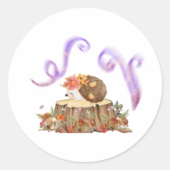 Redonda Pegatina Hedgehog (Anverso)