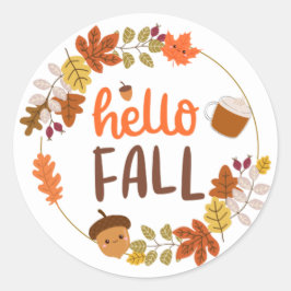 Redonda Pegatina Hello Fall