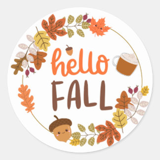 Redonda Pegatina Hello Fall