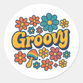Redonda Pegatina Hippie Estilo Groovy