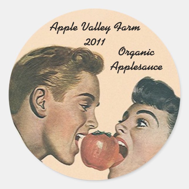 Redonda Pegatina Home Canning Jar Apple Applesauce Retro (Anverso)