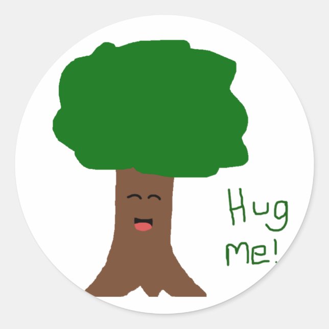 Redonda Pegatina Hug Me Tree (Anverso)