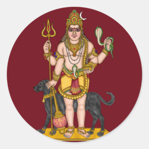 Redonda Pegatina impermeable brillante de Lord Bhairava