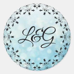 Redonda Pegatina inicial azul decorativo personalizado