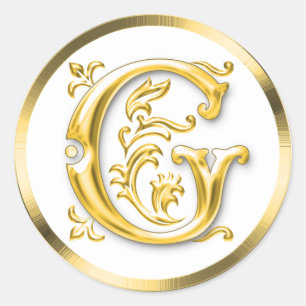 Redonda Pegatina inicial de la ronda G en oro