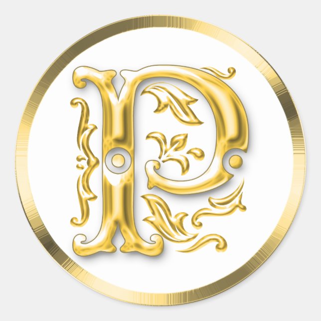 Redonda Pegatina inicial de la ronda P en oro (Anverso)