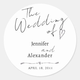 Redonda Pegatina inimalista Boda moderno