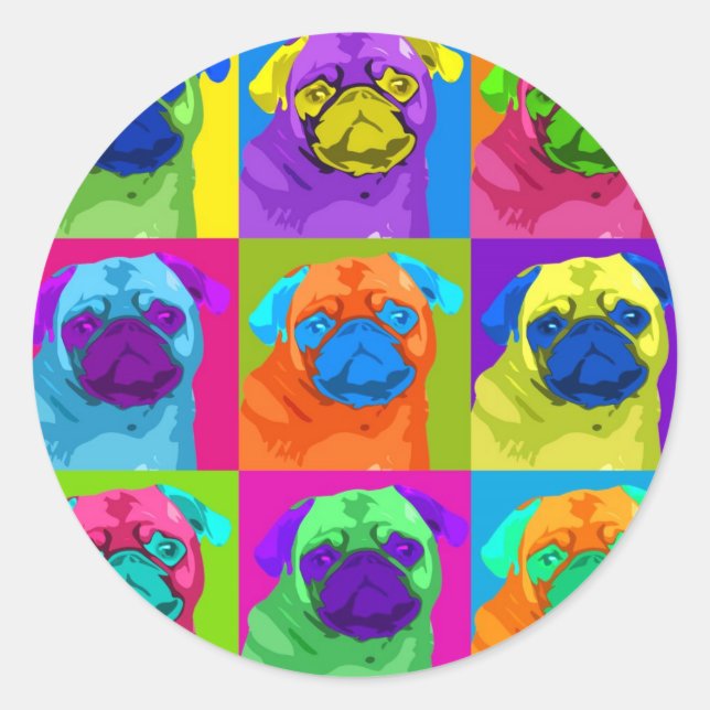 Redonda pegatina inspirado de Pug Circle (Anverso)