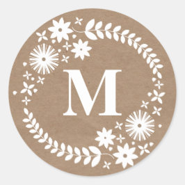 Redonda Pegatina inspirado en el papel marrón del monogram