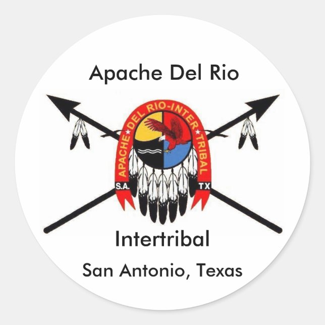 Redonda Pegatina Intertribal Apache Del Rio de 3" (Anverso)
