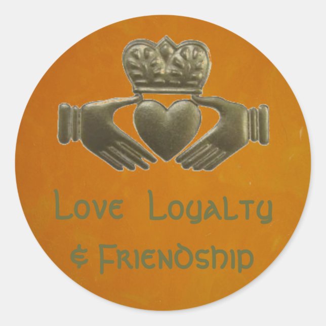 Redonda Pegatina irlandés Claddagh (Anverso)