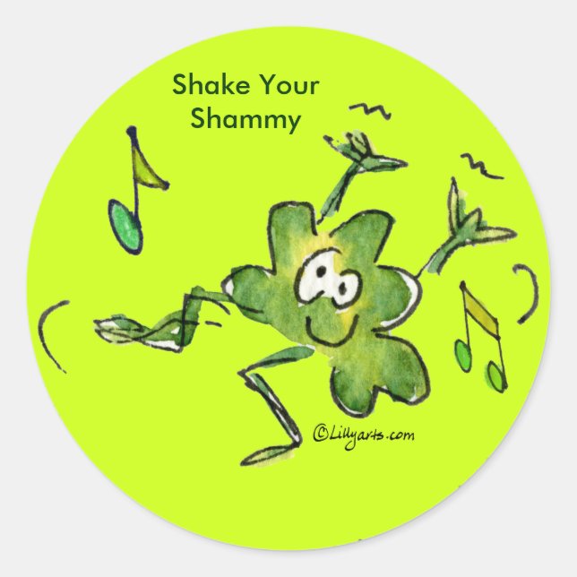 Redonda Pegatina irlandés Shamrock n Roll 03 (Anverso)