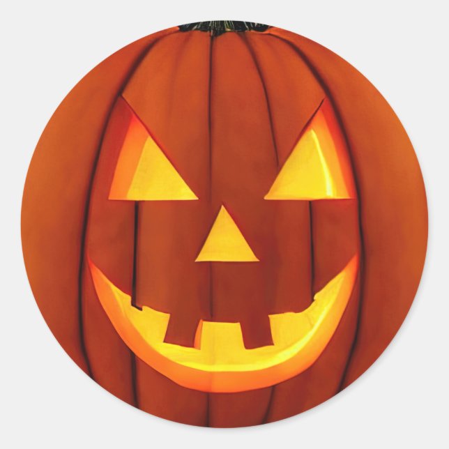 Redonda Pegatina Jack-O'-Lantern (Anverso)