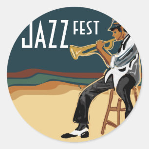 Redonda Pegatina Jazz Player