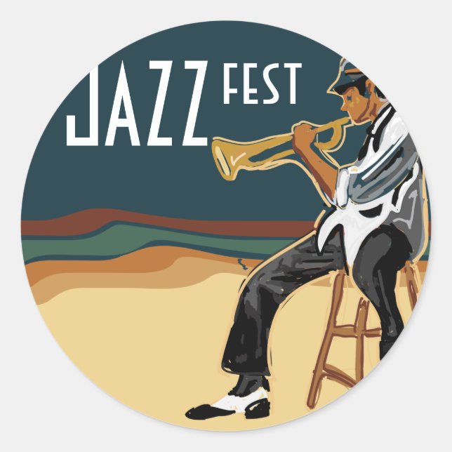 Redonda Pegatina Jazz Player (Anverso)
