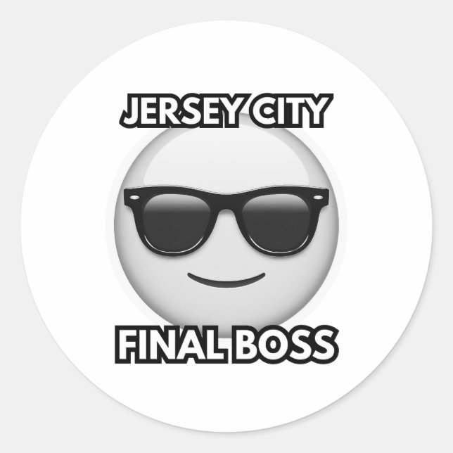 Redonda Pegatina Jefe Final de Jersey City (Anverso)